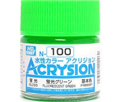 Mr Hobby Acrysion N100 - Fluorescent Green (Semi-Gloss/Primary)