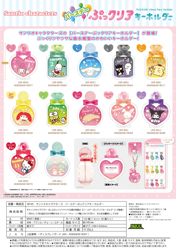 Piapro.net MAX SANRIO CHARACTERS BIRTHDAY "PUKKURI" CLEAR KEY RING