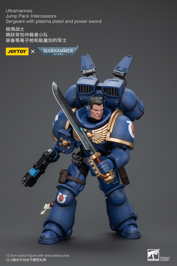 Joy Toy Ultramarines Jump Pack Intercessors Sergeant With Plasma Pistol And Power Sword