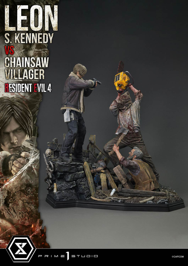 Prime 1 Studio Ultimate Premium Masterline Resident Evil 4 Leon S. Kennedy versus Chainsaw Villager Bonus Version(4582647120885)(4582647120885)