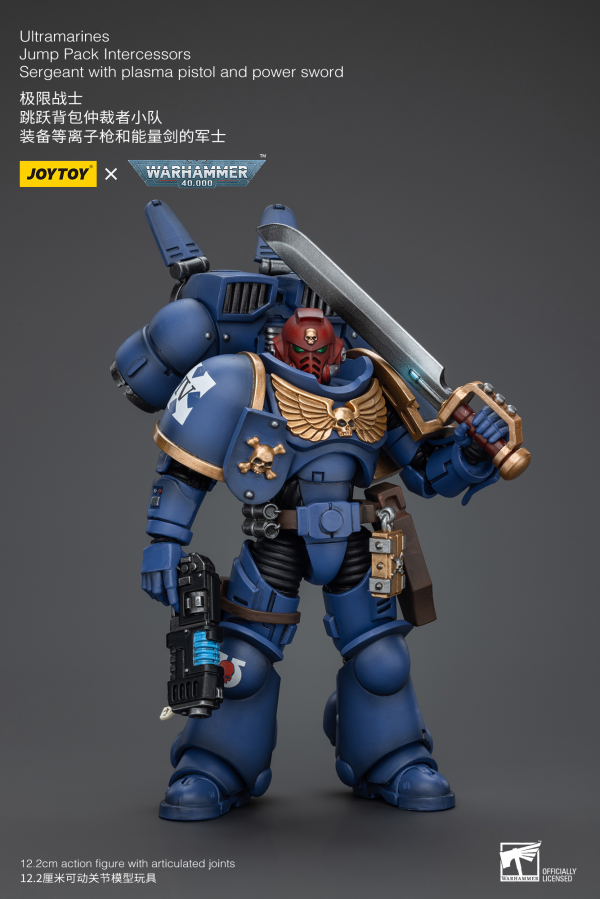 Joy Toy Ultramarines Jump Pack Intercessors Sergeant With Plasma Pistol And Power Sword