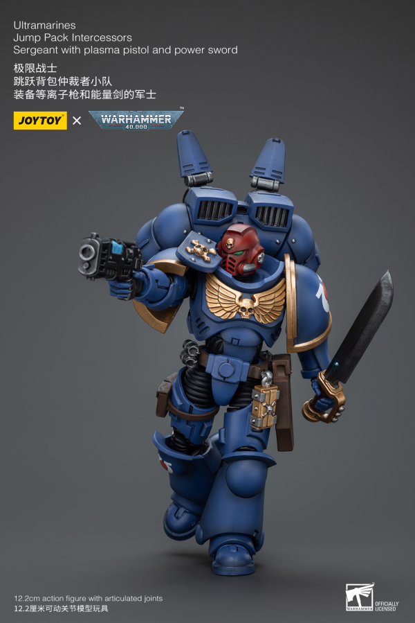 Joy Toy Ultramarines Jump Pack Intercessors Sergeant With Plasma Pistol And Power Sword