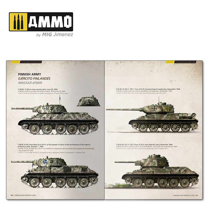 Ammo Mig T-34 Colors: T-34 Tank Camouflage Patterns in WWII - Camouflage Profile Guide (Multilingual)