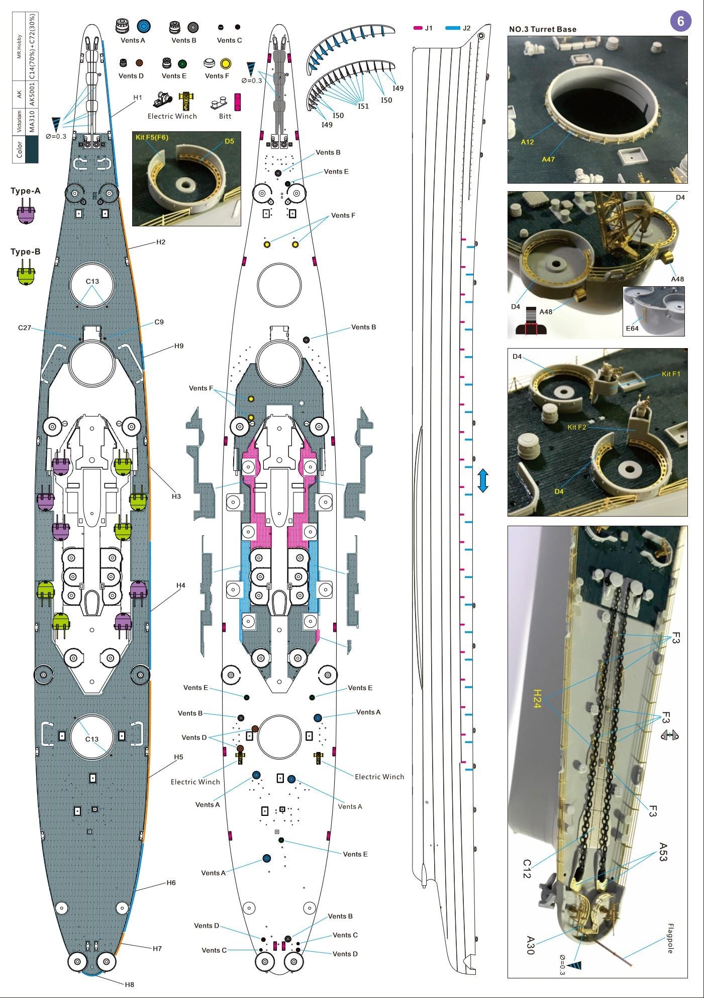 Very Fire 1/350 USS Iowa BB-61 Detail Up Set (For Very Fire)