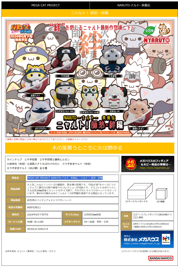 MegaHouse MEGA CAT PROJECT Naruto Shippuden NyarutoThe bond between master and disciple ver.