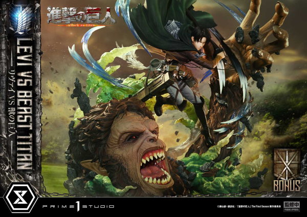 Prime 1 Studio Ultimate Premium Masterline  TV animation Attack On Titan  Levi versus Beast Titan Bonus Version | 4582647120069