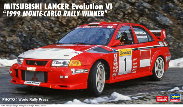 Hasegawa 1/24  MITSUBISHI LANCER Evolution VI "1999 MONTE-CARLO RALLY WINNER"(4967834206663)(4967834206663)