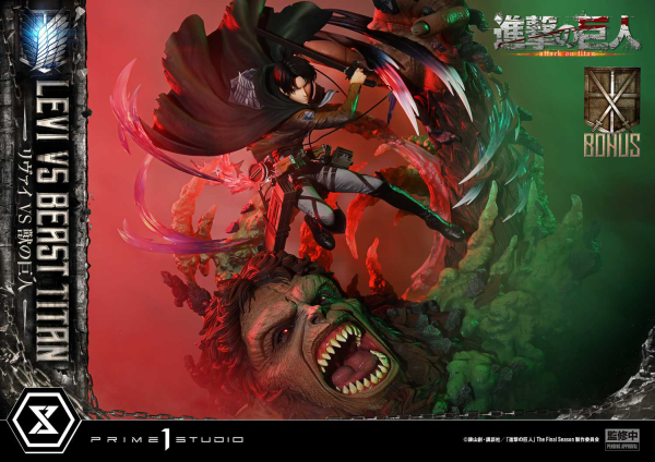 Prime 1 Studio Ultimate Premium Masterline  TV animation Attack On Titan  Levi versus Beast Titan Bonus Version | 4582647120069