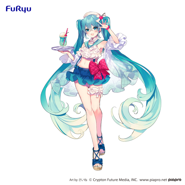 FURYU Corporation Hatsune Miku Exceed Creative Figure - Hatsune Miku SweetSweets Series Melon Soda Float-