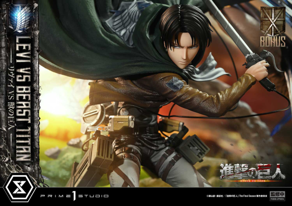 Prime 1 Studio Ultimate Premium Masterline  TV animation Attack On Titan  Levi versus Beast Titan Bonus Version | 4582647120069