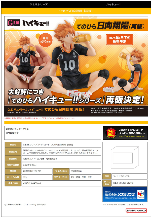 G.E.M. series Haikyu Palm size Shoyo Hinata(Repeat) | 4535123840906