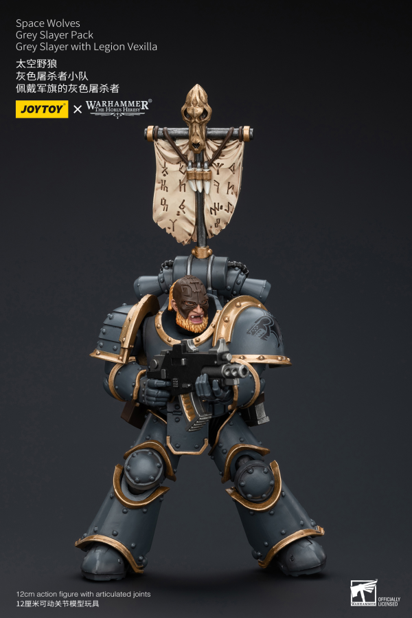 Joy Toy Space Wolves Grey Slayer Pack Grey Slayer With Legion Vexilla(6973130377509)(6973130377509)