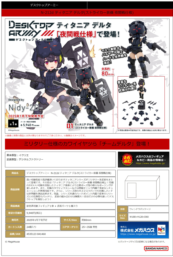 MegaHouse Desk Top Army N-212d Titania Delta (Ver. Stryker equipped night combat version) | 4535123841460