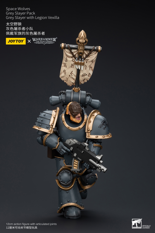 Joy Toy Space Wolves Grey Slayer Pack Grey Slayer With Legion Vexilla(6973130377509)(6973130377509)