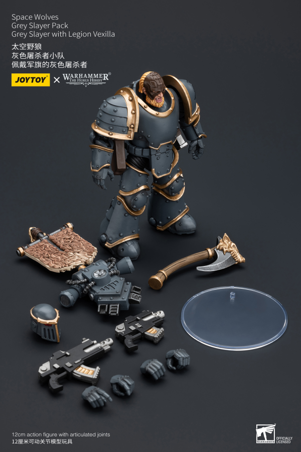 Joy Toy Space Wolves Grey Slayer Pack Grey Slayer With Legion Vexilla(6973130377509)(6973130377509)