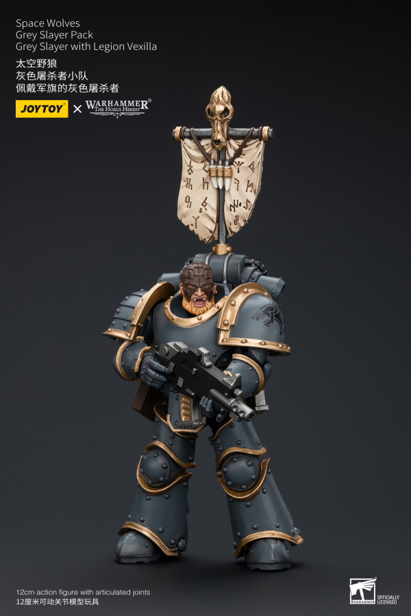 Joy Toy Space Wolves Grey Slayer Pack Grey Slayer With Legion Vexilla(6973130377509)(6973130377509)