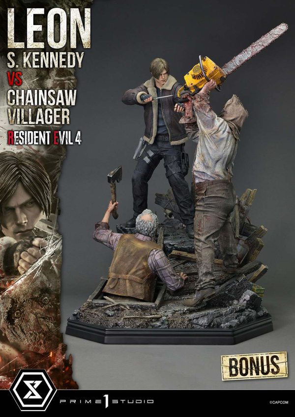 Prime 1 Studio Ultimate Premium Masterline Resident Evil 4 Leon S. Kennedy versus Chainsaw Villager Bonus Version(4582647120885)(4582647120885)