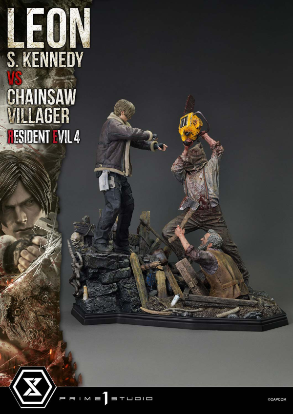 Prime 1 Studio Ultimate Premium Masterline Resident Evil 4 Leon S. Kennedy versus Chainsaw Villager Bonus Version(4582647120885)(4582647120885)