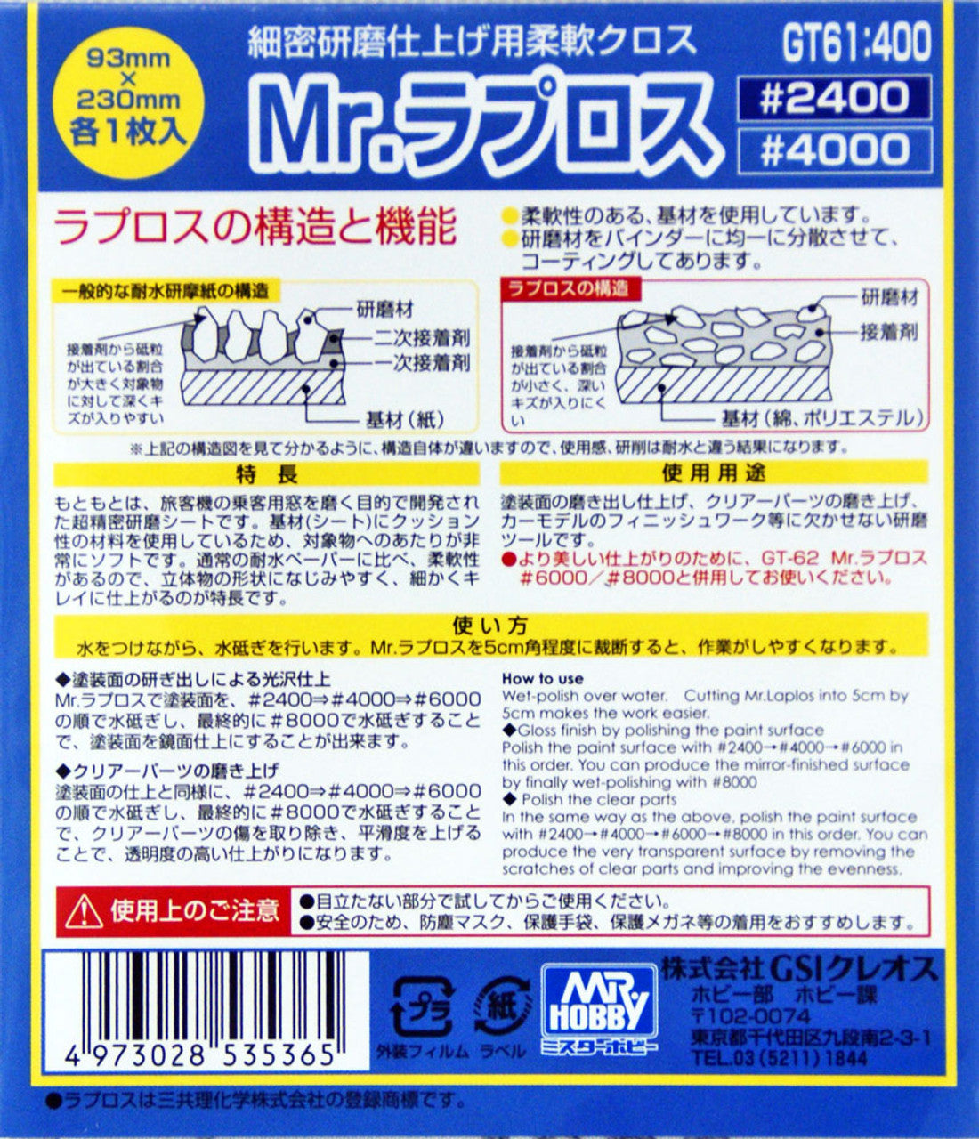 Mr Hobby Mr. Water Proof Polishing Cloth #2400 #4000