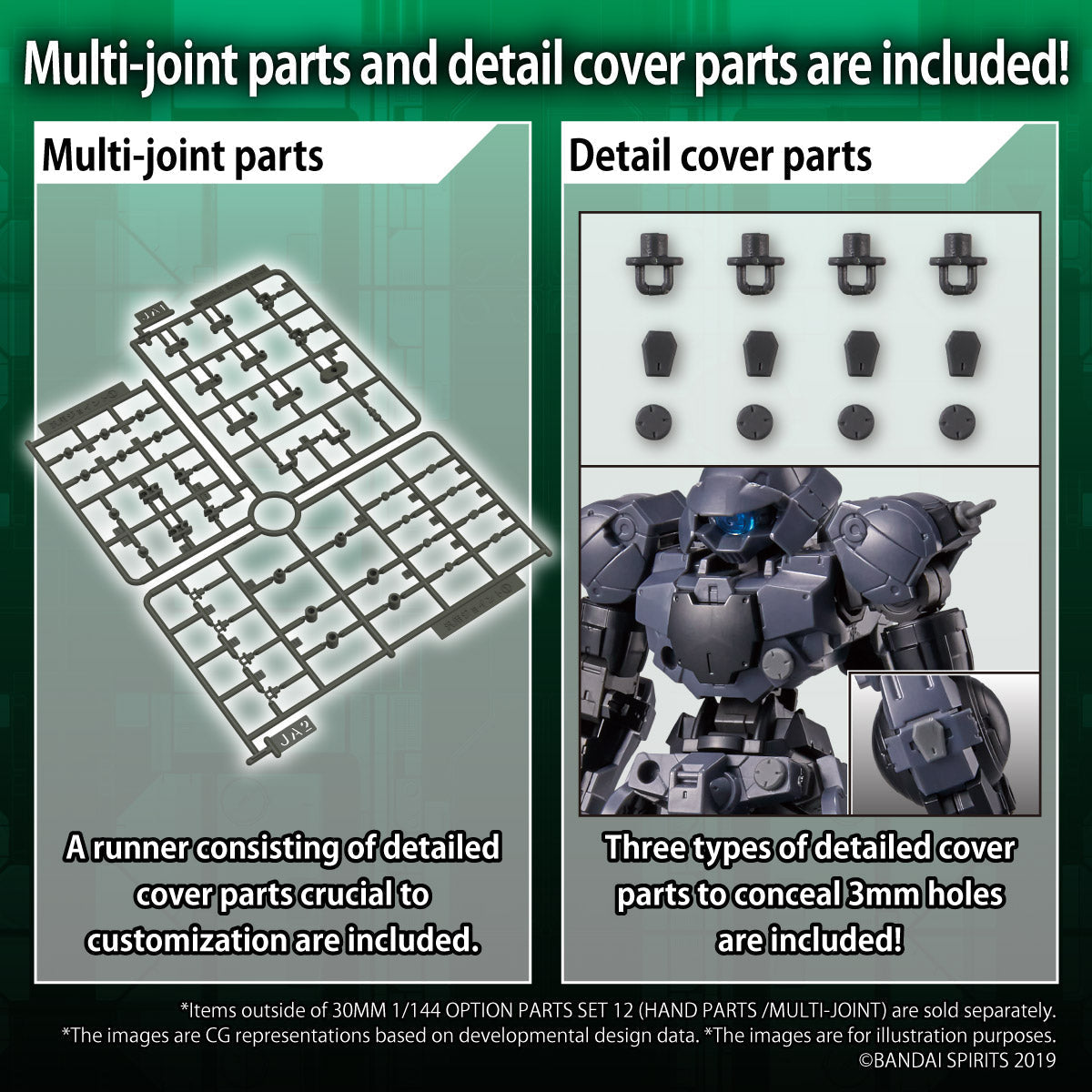 BANDAI Hobby 30MM 1/144 OPTION PARTS SET 12 (HAND PARTS /MULTI-JOINT)