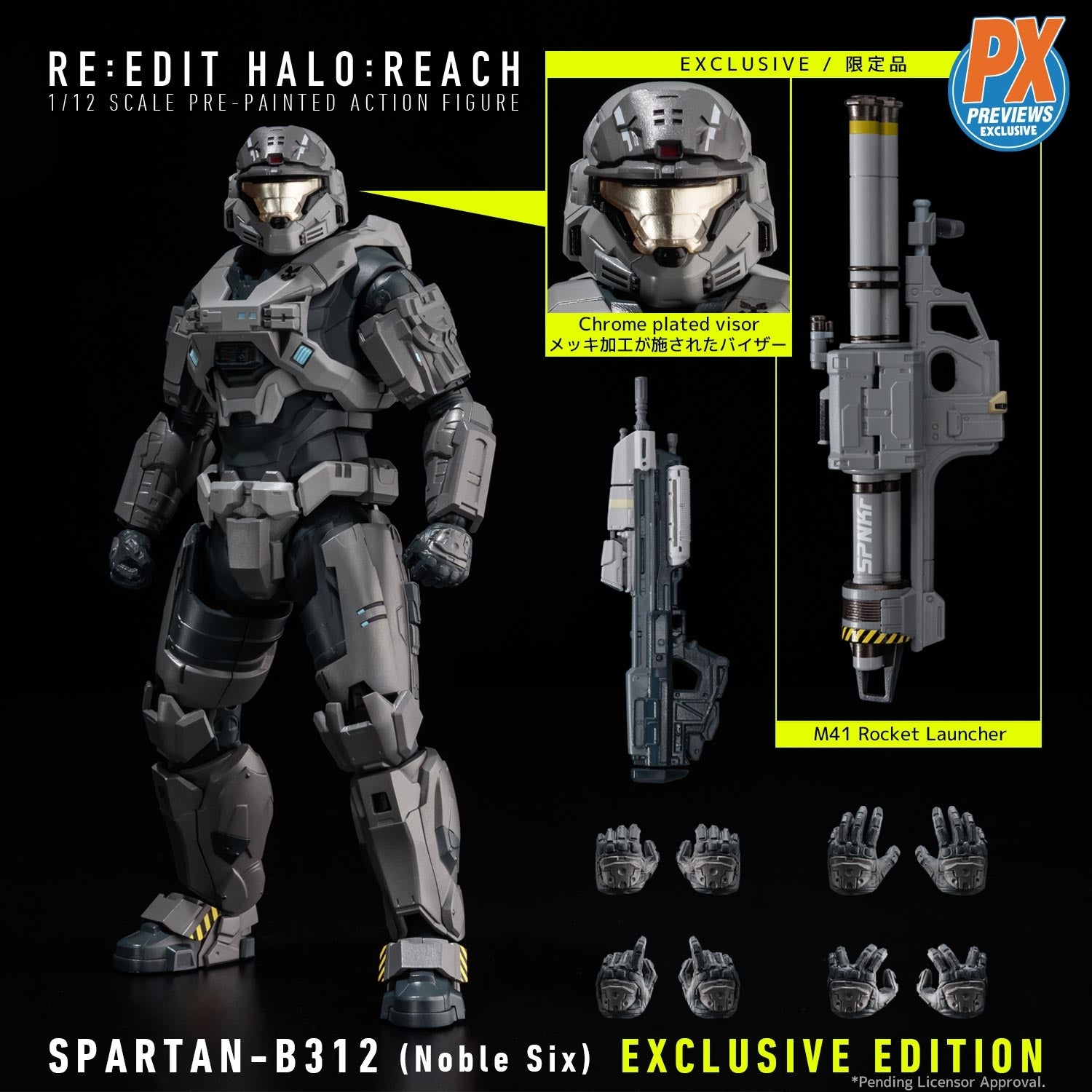 RE EDIT HALO REACH SPARTAN B312 NOBLE SIX PX 1/12 SCALE AF