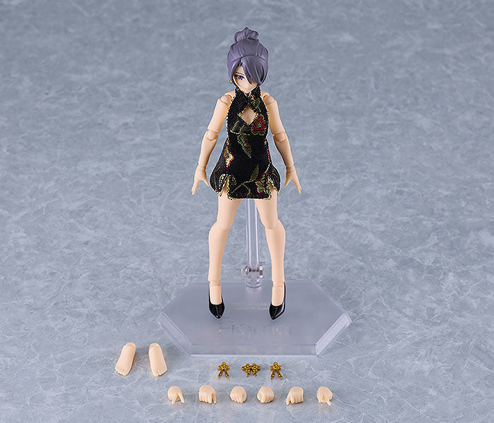 Good Smile Company figma Female Body (Mika) with Mini Skirt Chinese Dress Outfit (Black)