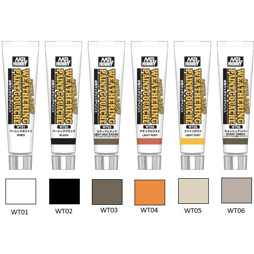 Mr Hobby WATER BASED WEATHERING PAINT GOUACHE 6 COLOR SET