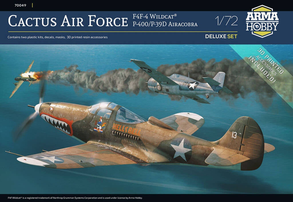 Arma Hobby 1/72 Cactus Air Force Deluxe Set – F4F-4 Wildcat® and P-400/P-39D Airacobra Over Guadalcanal