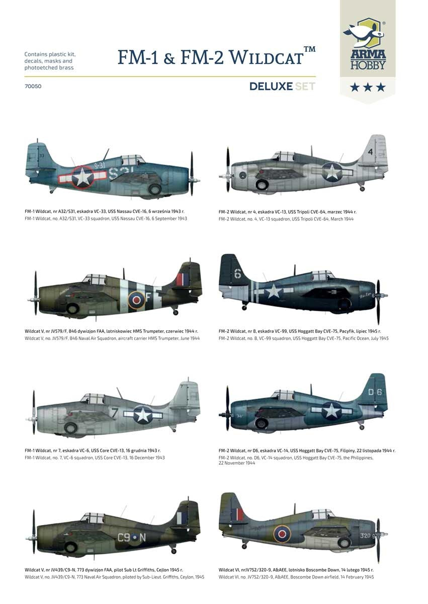 Arma Hobby 1/72 FM-1 & FM-2 Wildcat Deluxe Set