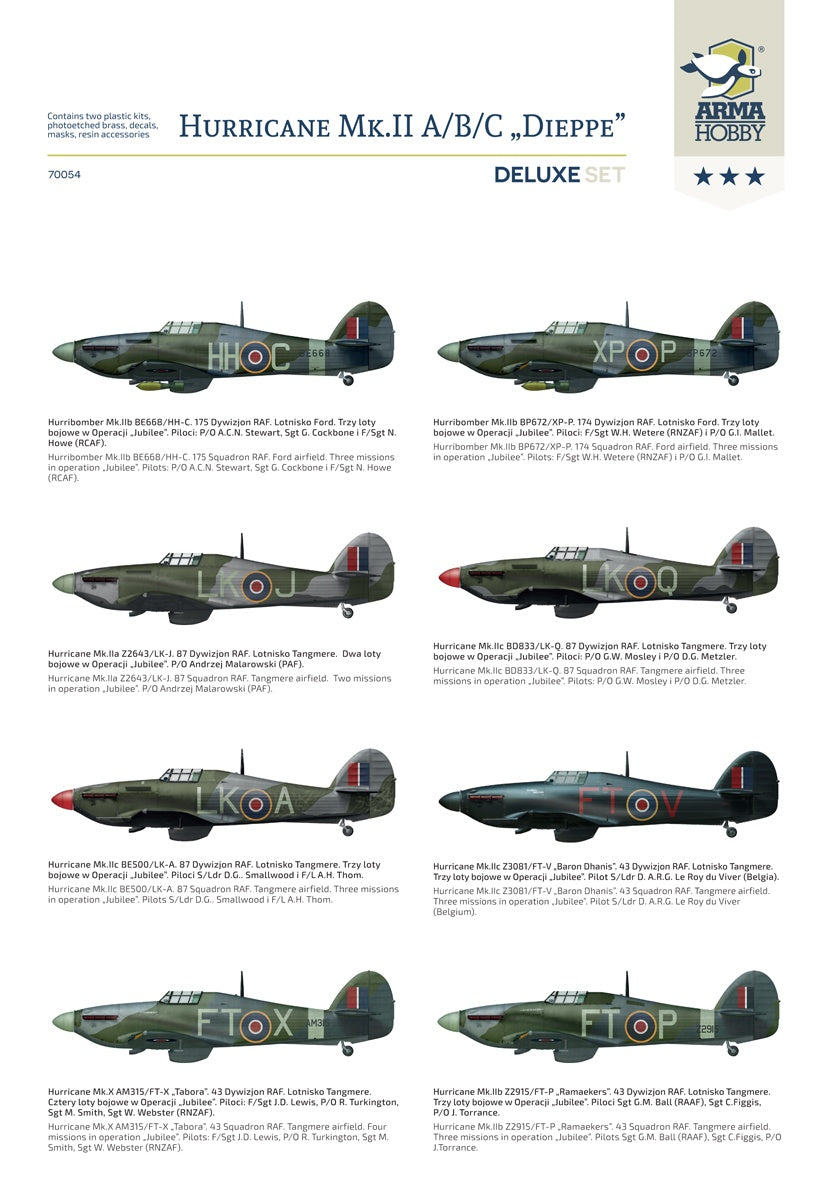 Arma Hobby 1/72 Hurricane Mk II a/b/c Dieppe Deluxe Set