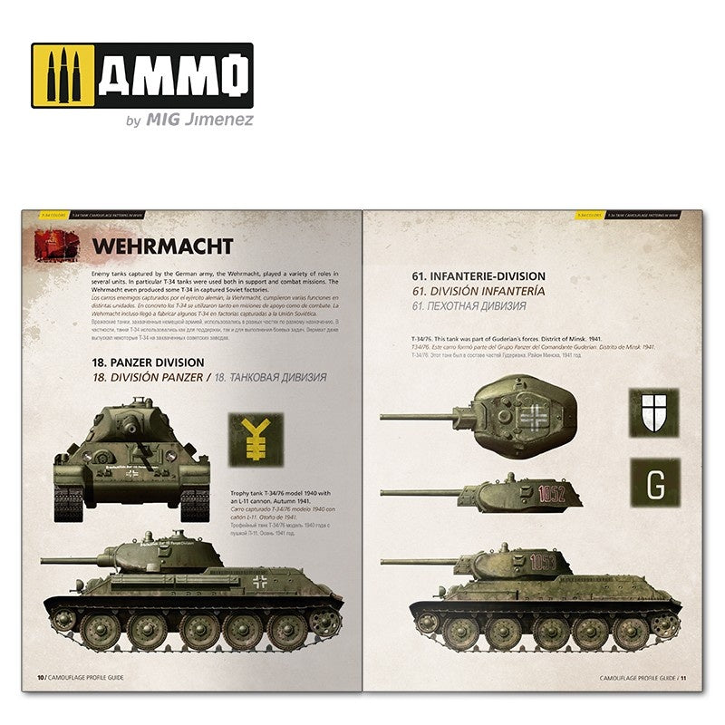 Ammo Mig T-34 Colors: T-34 Tank Camouflage Patterns in WWII - Camouflage Profile Guide (Multilingual)