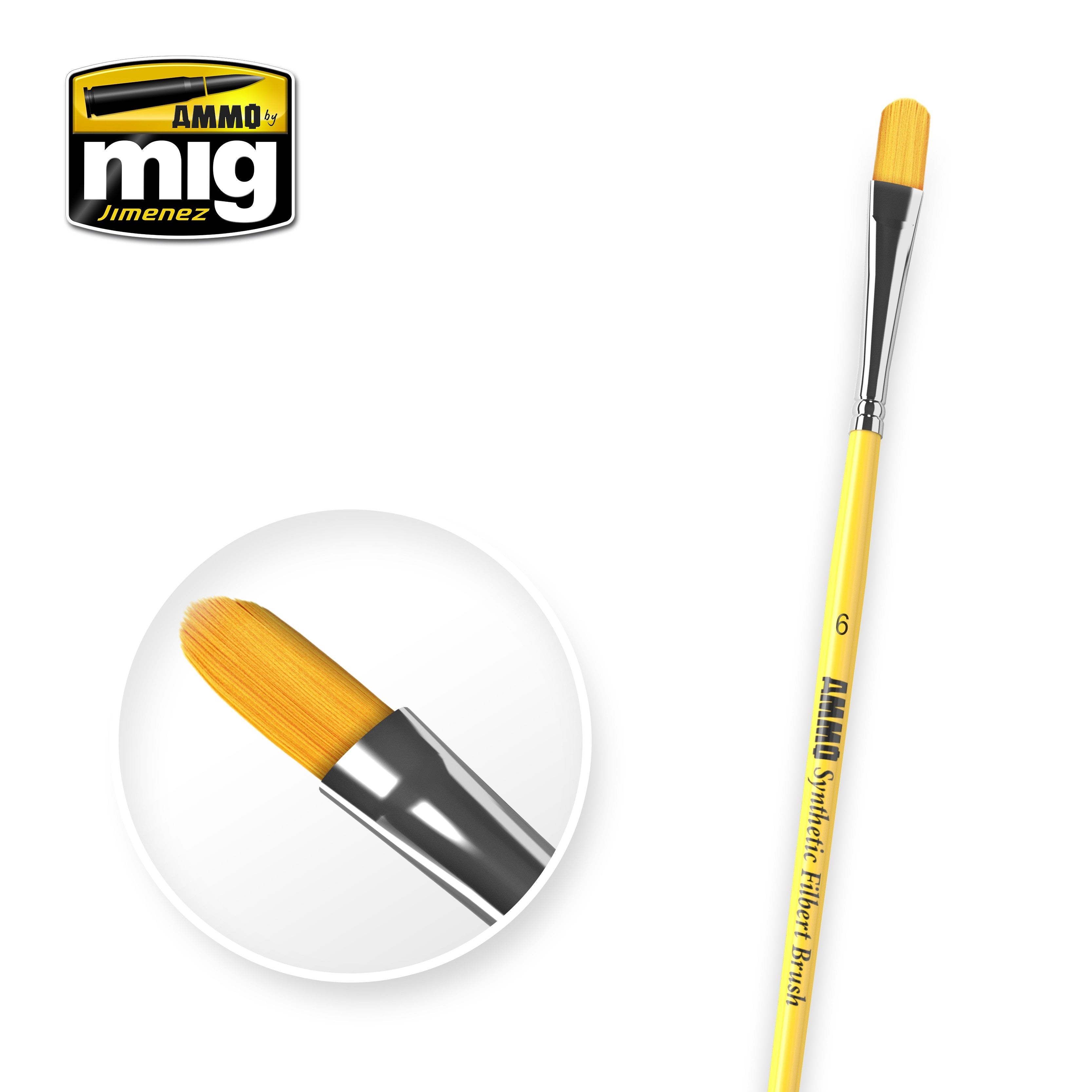 Ammo Mig Synthetic Filbert Brush, 6