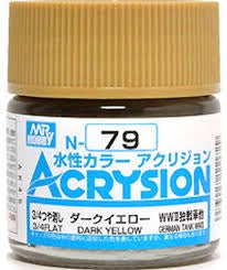 Mr Hobby Acrysion N79 - Dark Yellow (3/4 Flat/Tank)