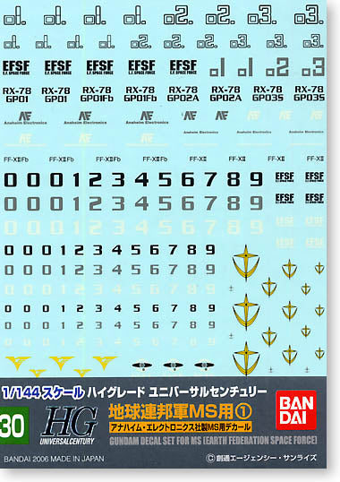 BANDAI Hobby Gundam Decal 30 - Earth Federation Space Force