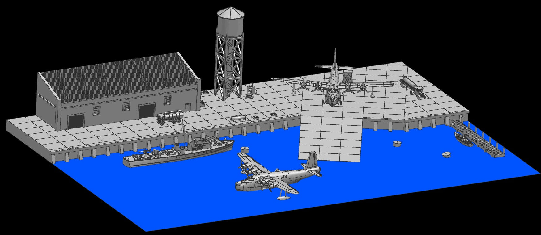 Flyhawk Model 1/700 Royal Navy Seaplane Deckside Base