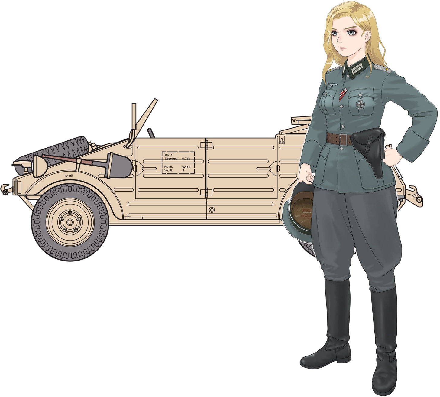 FineMolds 1/35 Historic Costume Girl Type 82 Kubelwagen with Figure 'Laura'