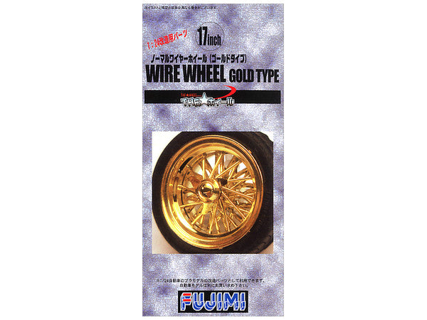 Fujimi 1/24 The Wheel Series (No.56) Wire Wheel Gold Type Wheel & Tire Set 17 inch