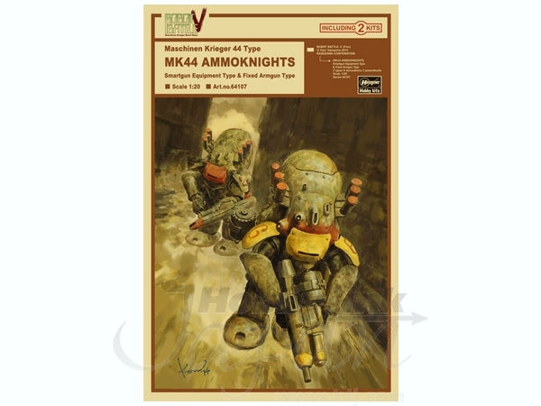 Hasegawa 1/20  ROBOT BATTLE V(Five) Maschinen Krieger Ma.K. 44 Type MK44 AMMOKNIGHTS (Smartgun Equipment Type & Fixed Armgun Type)  (Two kits in the box)