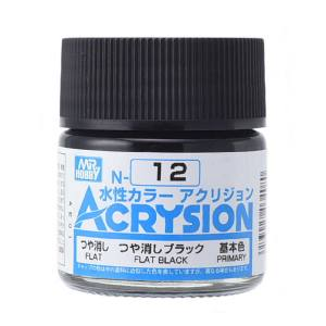 Mr Hobby Acrysion N12 - Flat Black (Flat/Primary)