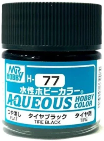 Mr Hobby AQUEOUS HOBBY COLOR - H77 FLAT TIRE BLACK (TIRE)(4973028719536)