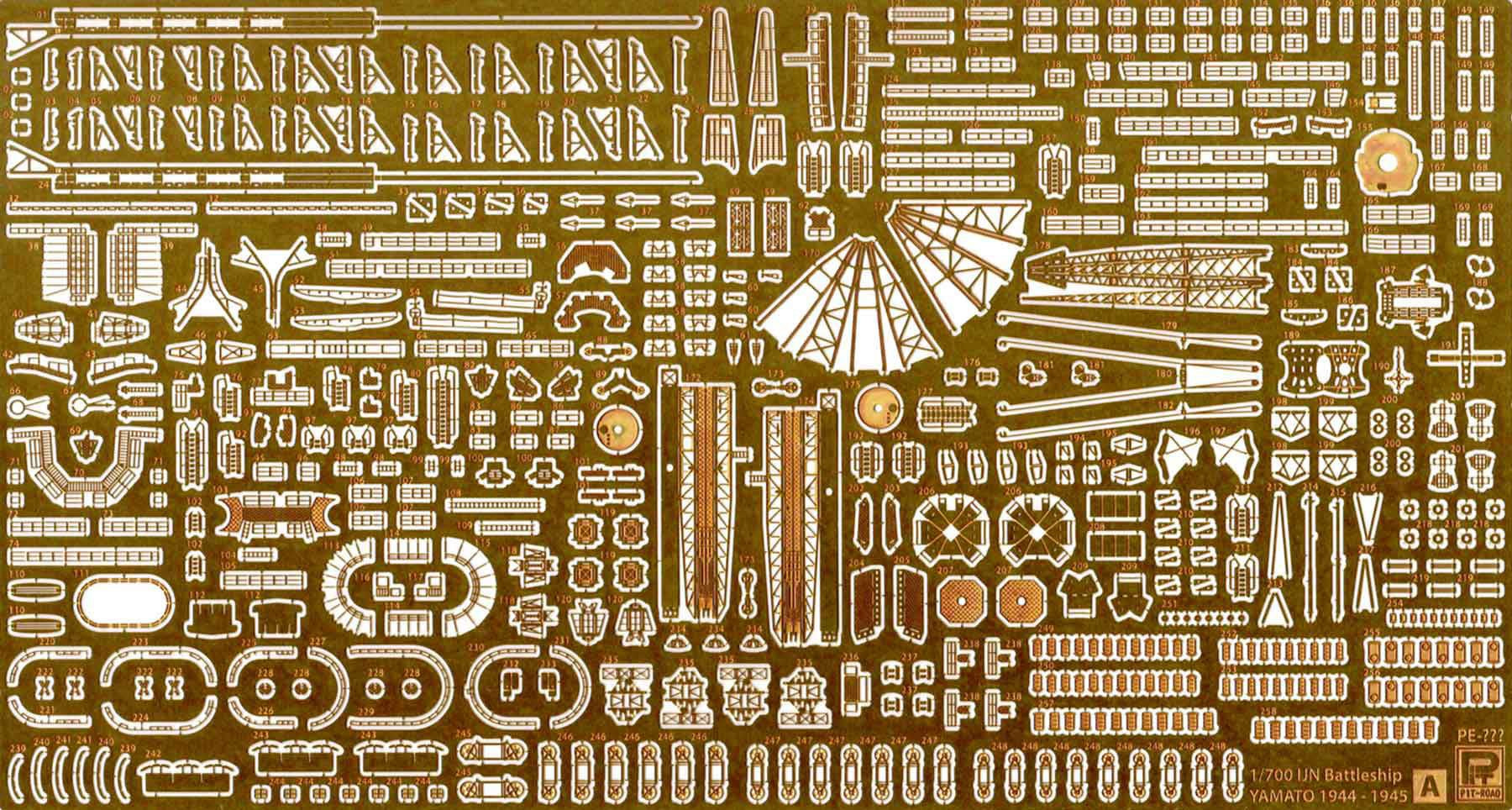 Pit Road 1/700 Detail Up Parts Set For IJN Battleship Yamato (Into Commission)