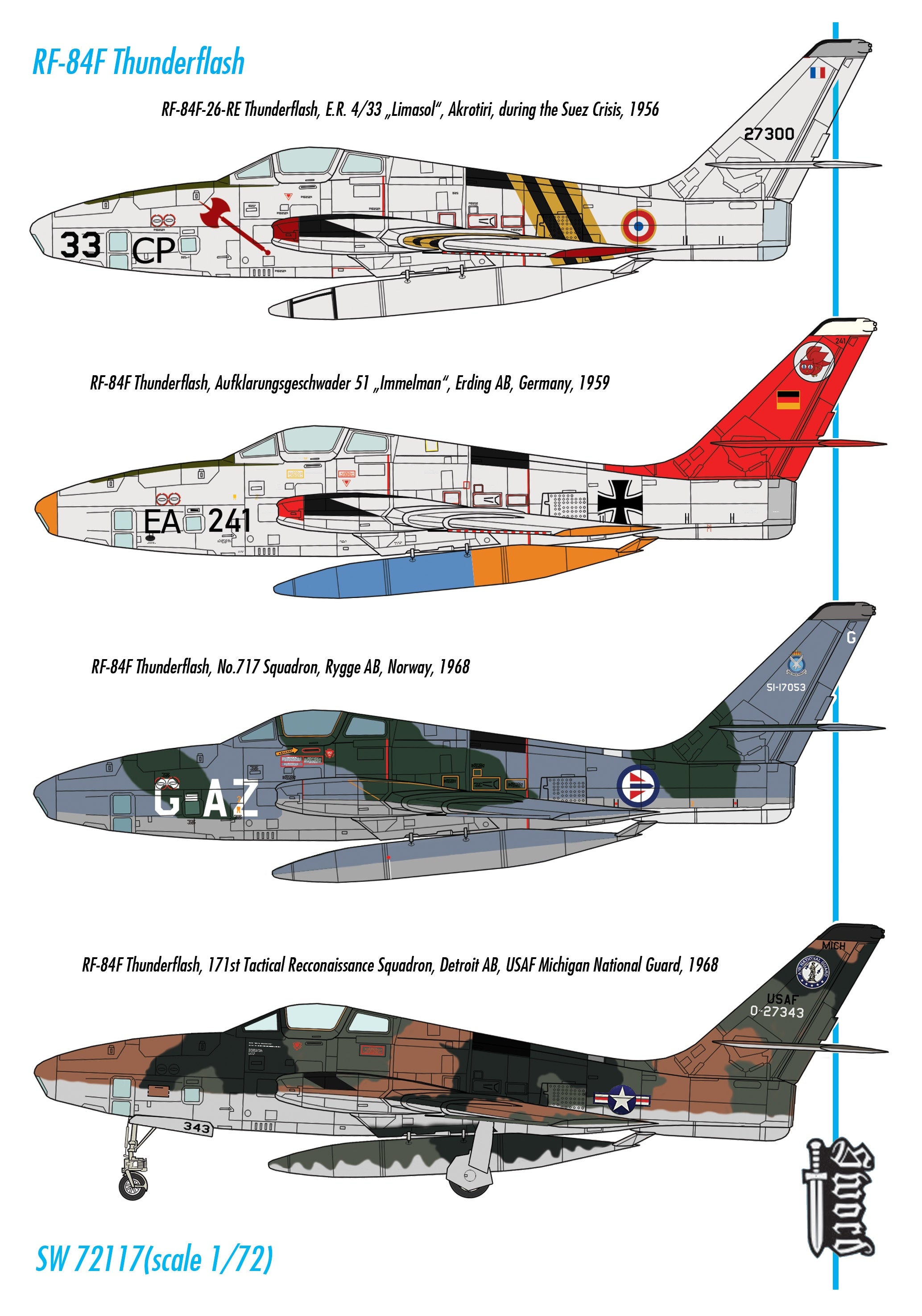 Sword Models 1/72 RF-84F Thunderflash (USAF, France, Luftwaffe, Norway), Aircraft