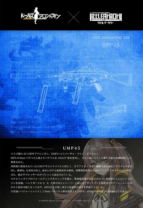 TomyTec Little Armory 1/12 LADF02 Dolls Frontline UMP45 Type Rifle