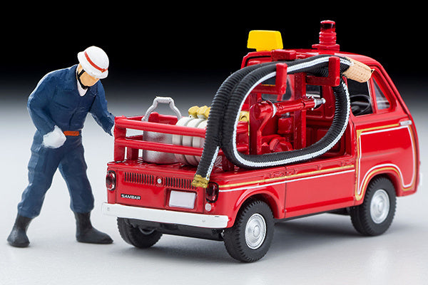 Tomica Limited Vintage 1/64 LV-68c Subaru Sambar Pump Fire Truck with a figure