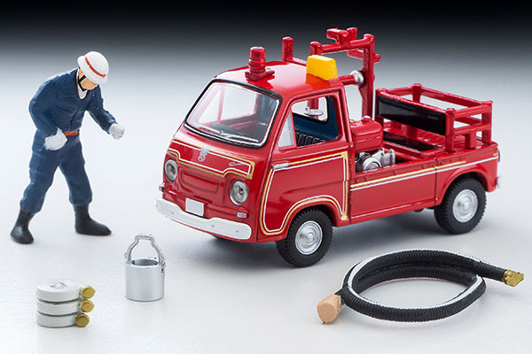 Tomica Limited Vintage 1/64 LV-68c Subaru Sambar Pump Fire Truck with a figure