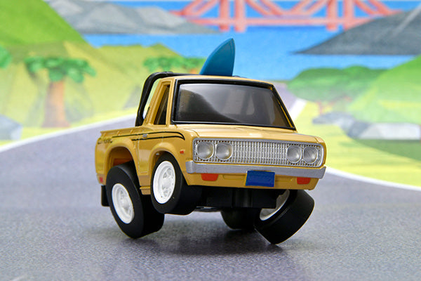 TomyTec Choro Q QS-03b Datsun Truck Beige with a Surfboard