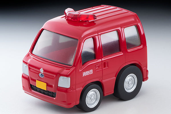 TomyTec Choro Q QS-04b SUBARU SAMBAR Van Fire Chief's Vehicle