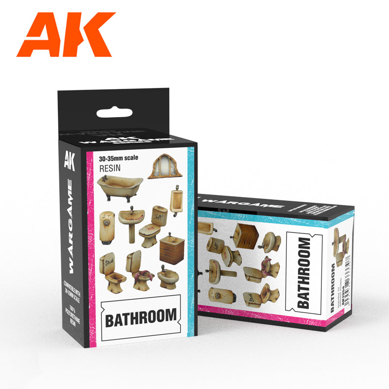 AK Interactive Bathroom Wargame Set 100% Polyurethane Resin Compatible With 30-35MM Scale