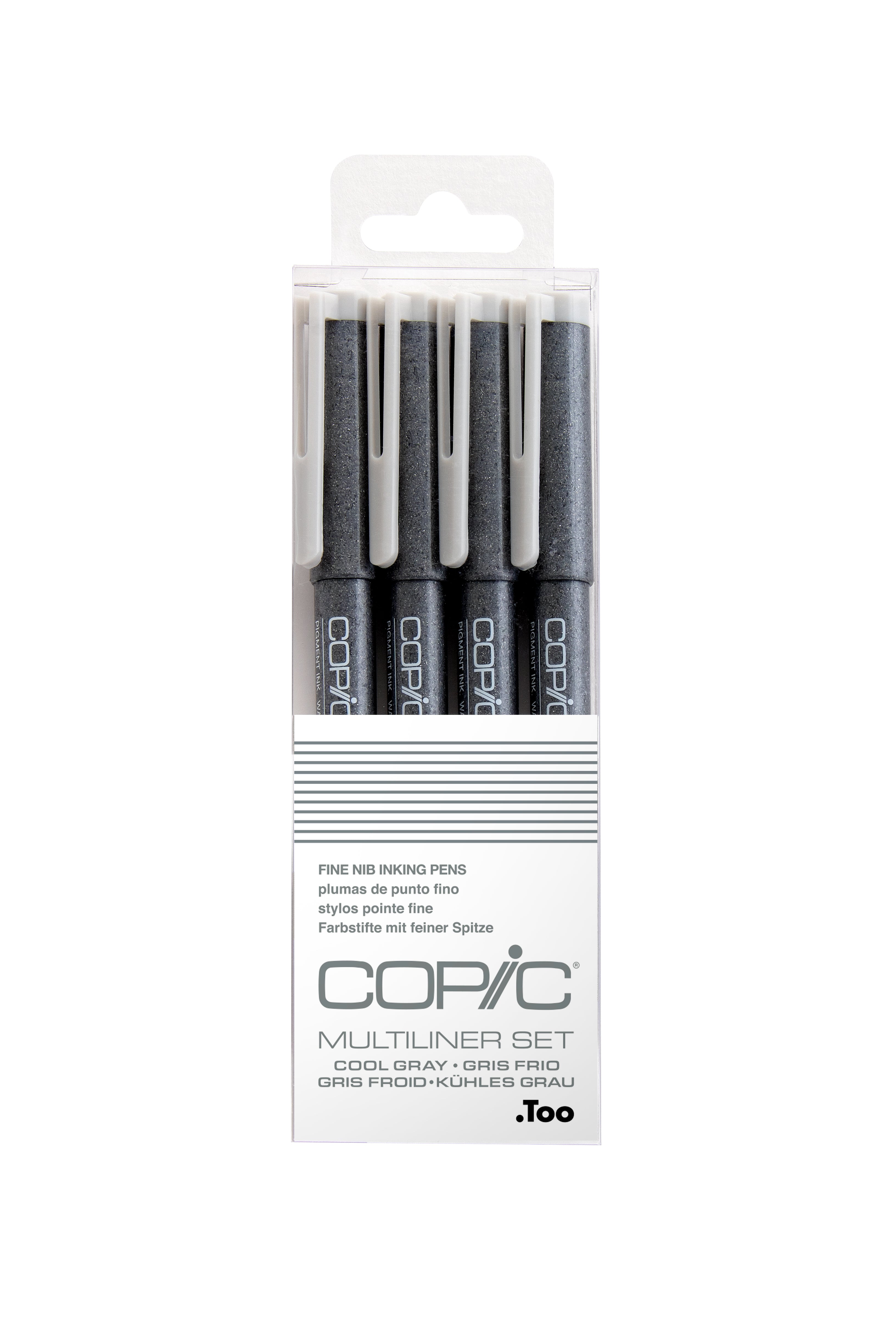 Copic Multiliner 4Pc Fine Nib Ink Pens, Cool Gray