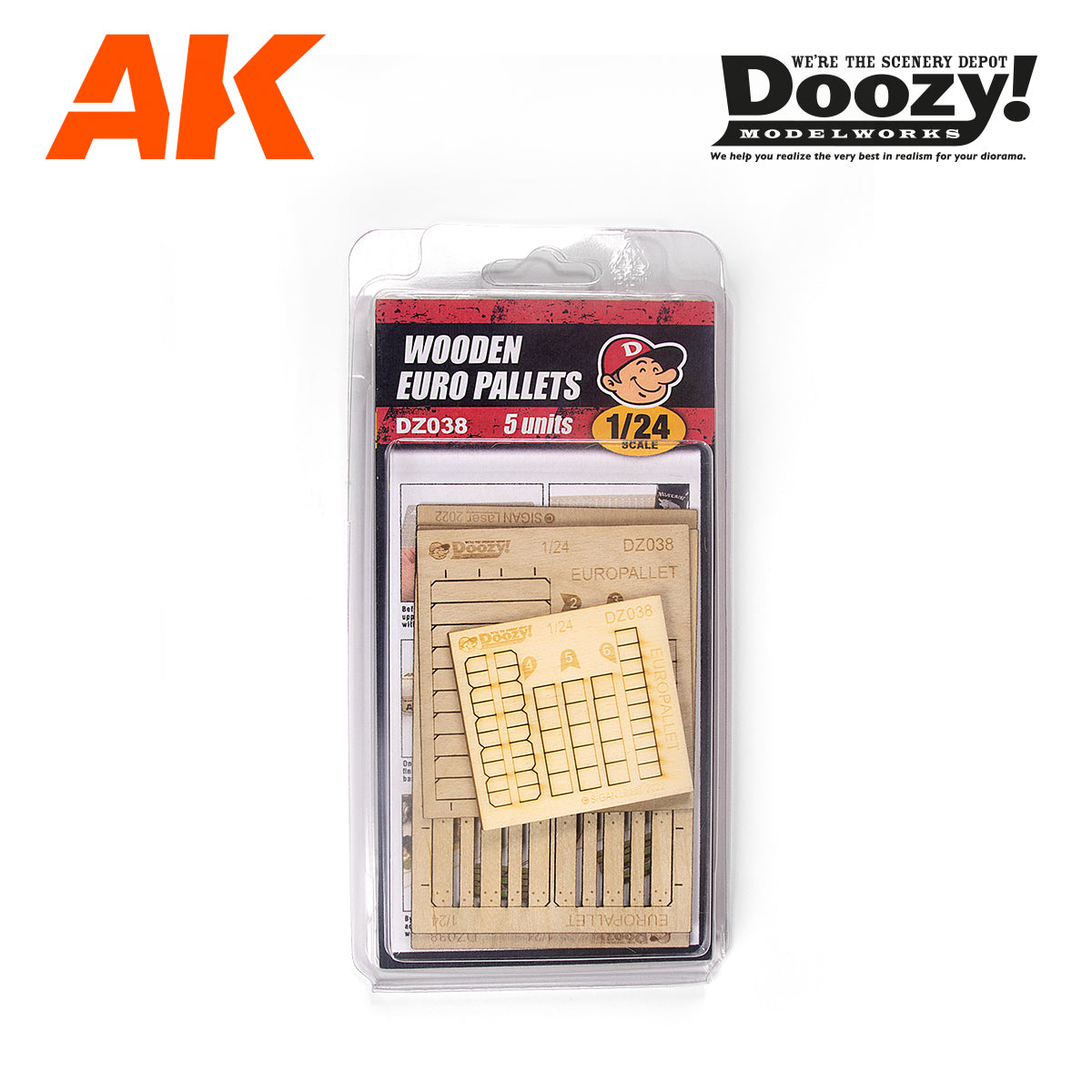 Doozy 1/24 Wooden Euro Pallet, 5 Units